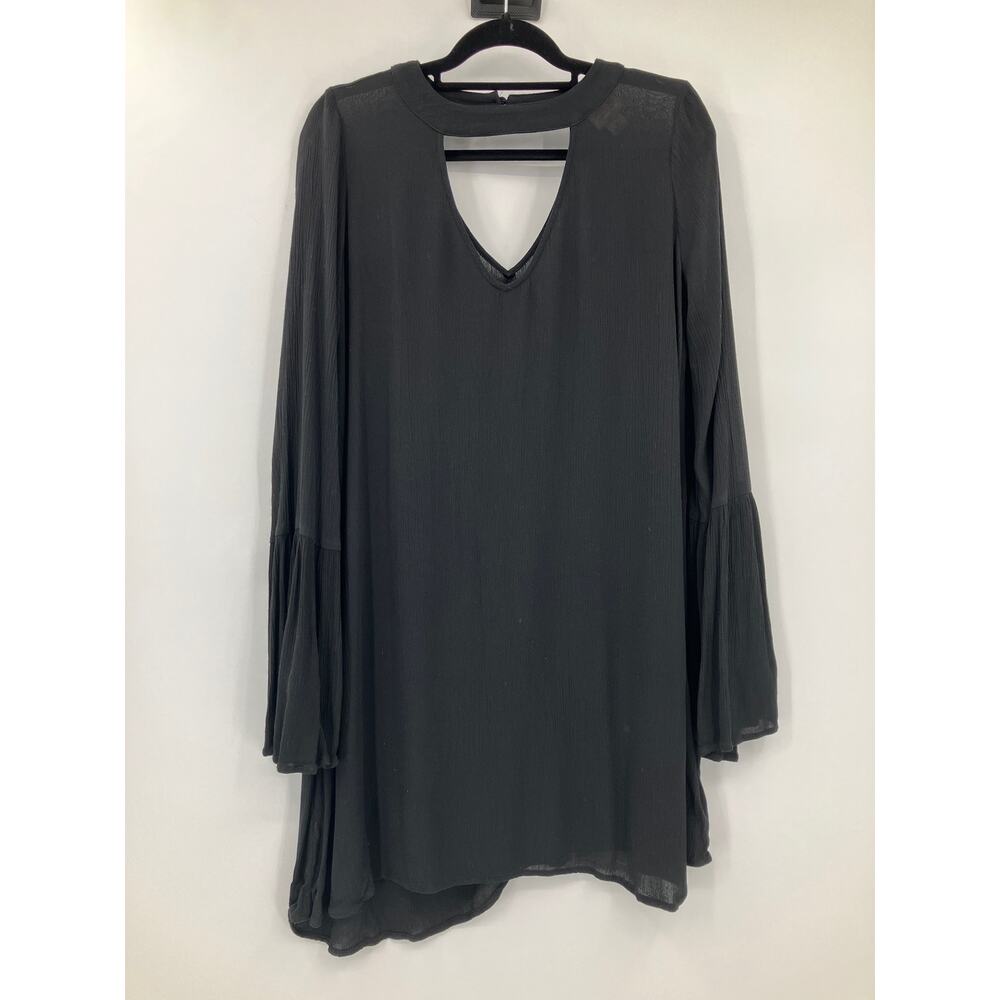 Mossimo Supply Co. Black Boho Gauzy Long Sleeve Keyhole Lightweight Mini Dress